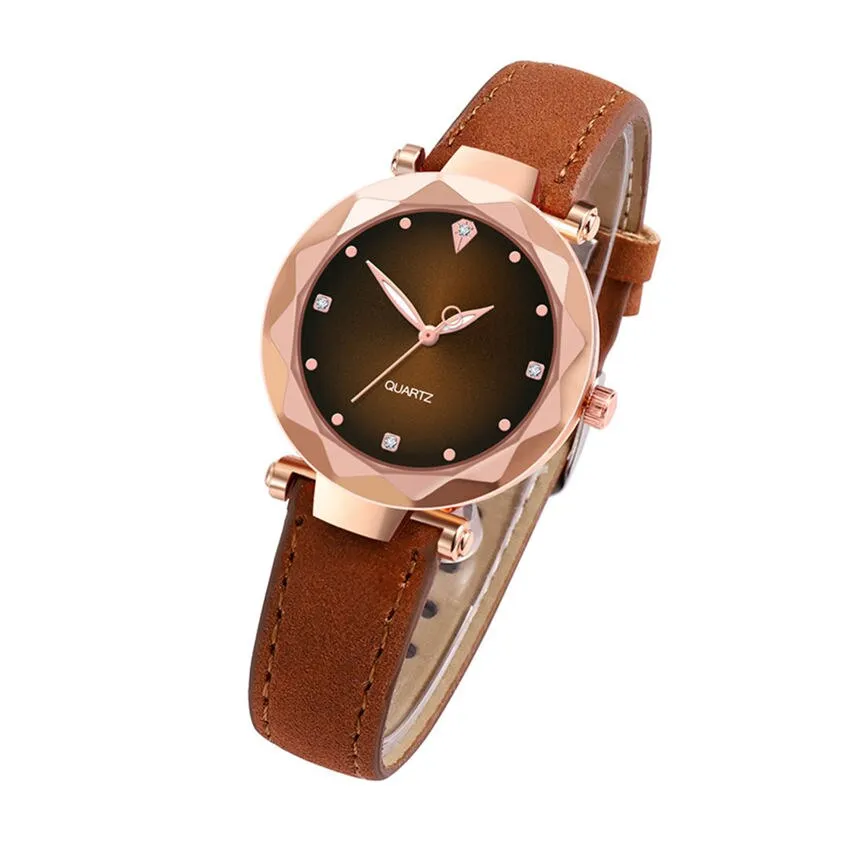 New Hot Sale Ladies Watch Women's Casual Leather Crystal Dial Quartz Wrist Watches Relogio Feminino Clock Gift For Women 3