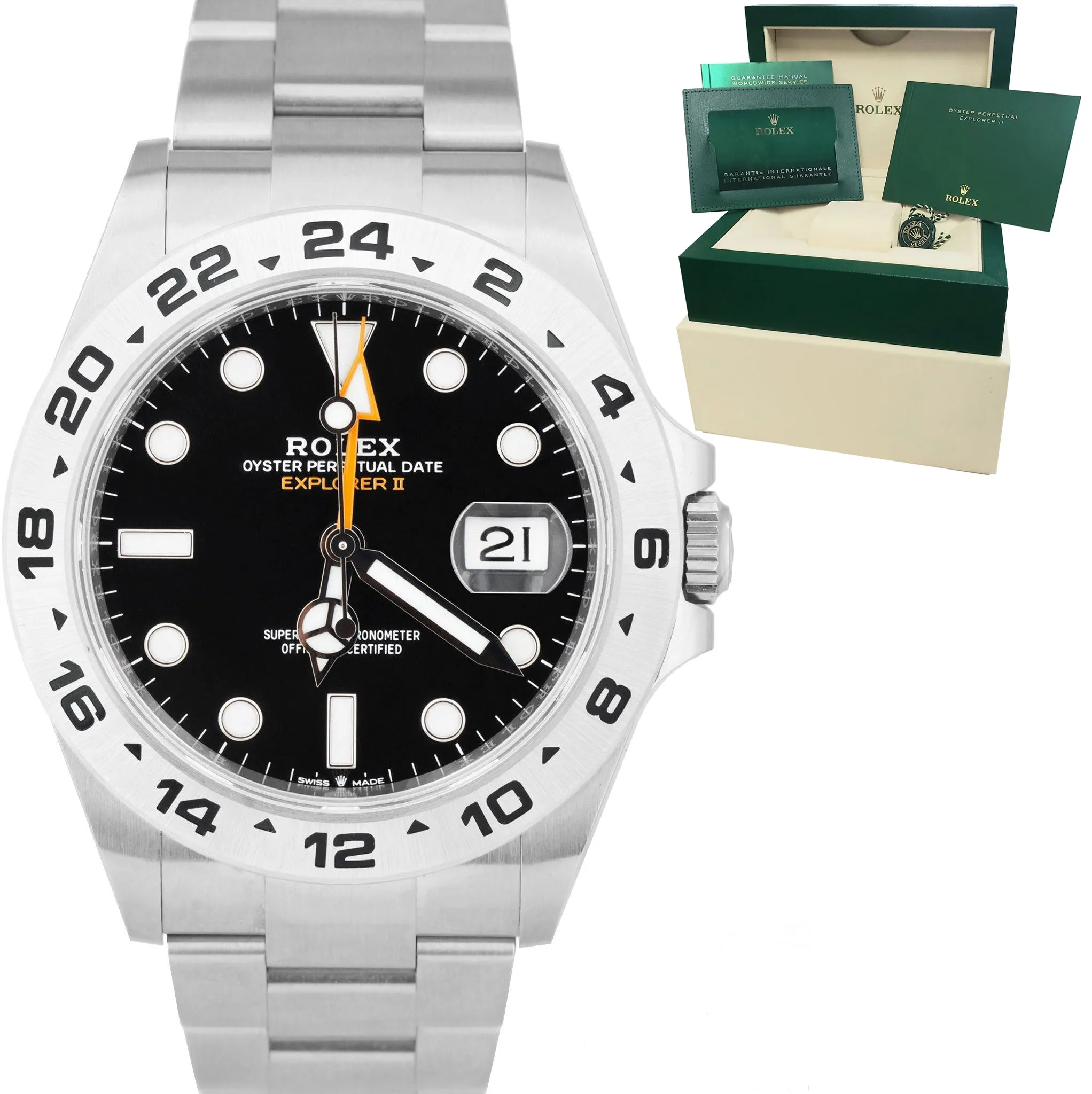 NEW NOV 2022 Rolex Explorer II Black Stainless Steel 42mm Date Watch 226570 CARD