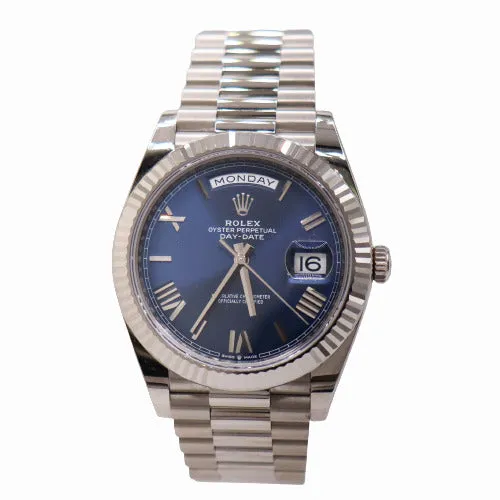 NEW Rolex Men's Day-Date White Gold 40mm Blue Roman Dial Watch Ref# 228239
