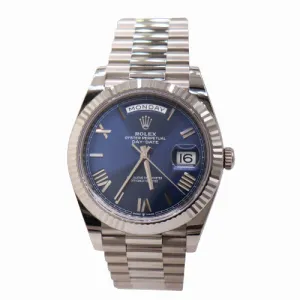 NEW Rolex Men's Day-Date White Gold 40mm Blue Roman Dial Watch Ref# 228239