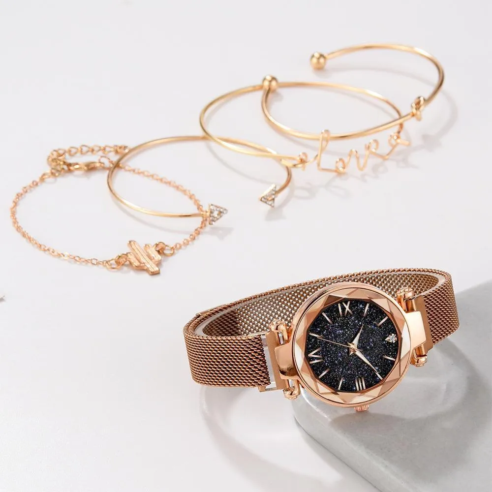 New STEVVEX Luxury Women Watches Magnetic Starry Sky Female Clock Quartz Wristwatch Fashion Ladies Wrist Watch For Women and Girls