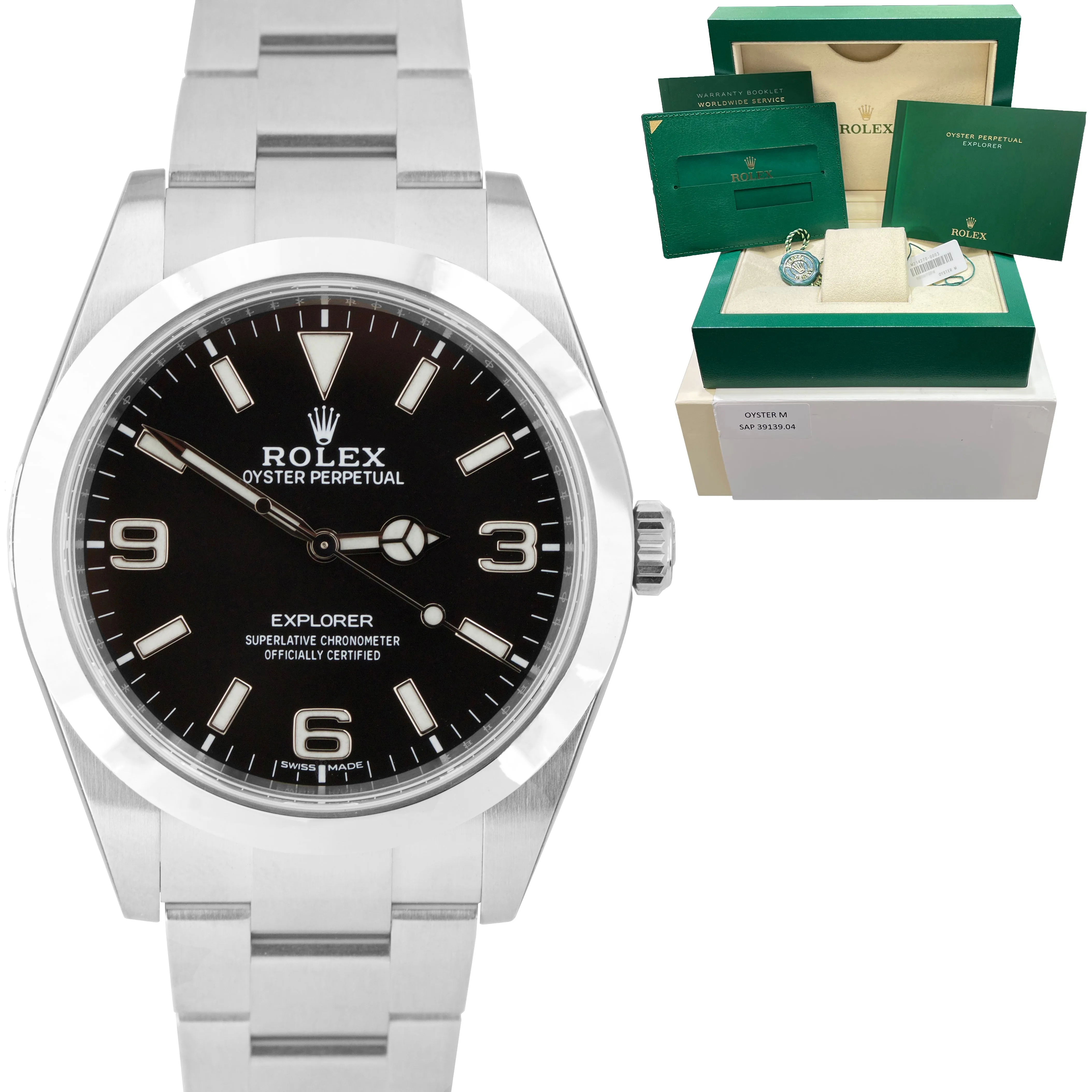 NEW Stickered 2020 Rolex Explorer Black E 3-6-9 MK2 39mm 214270 Stainless Watch
