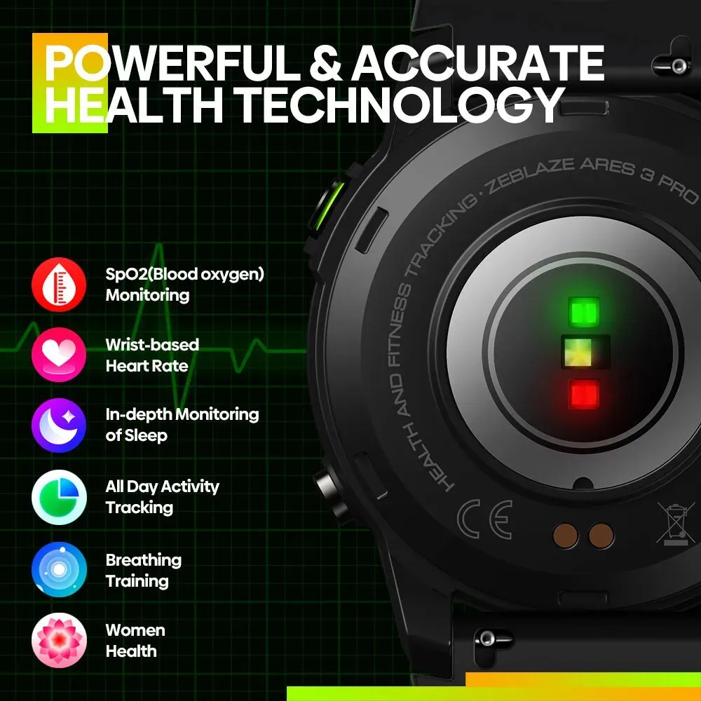New Zeblaze Ares 3 Pro Smart Watch Ultra HD AMOLED Display Voice Calling 100  Sports Modes 24H Health Monitor Smartwatch for Men