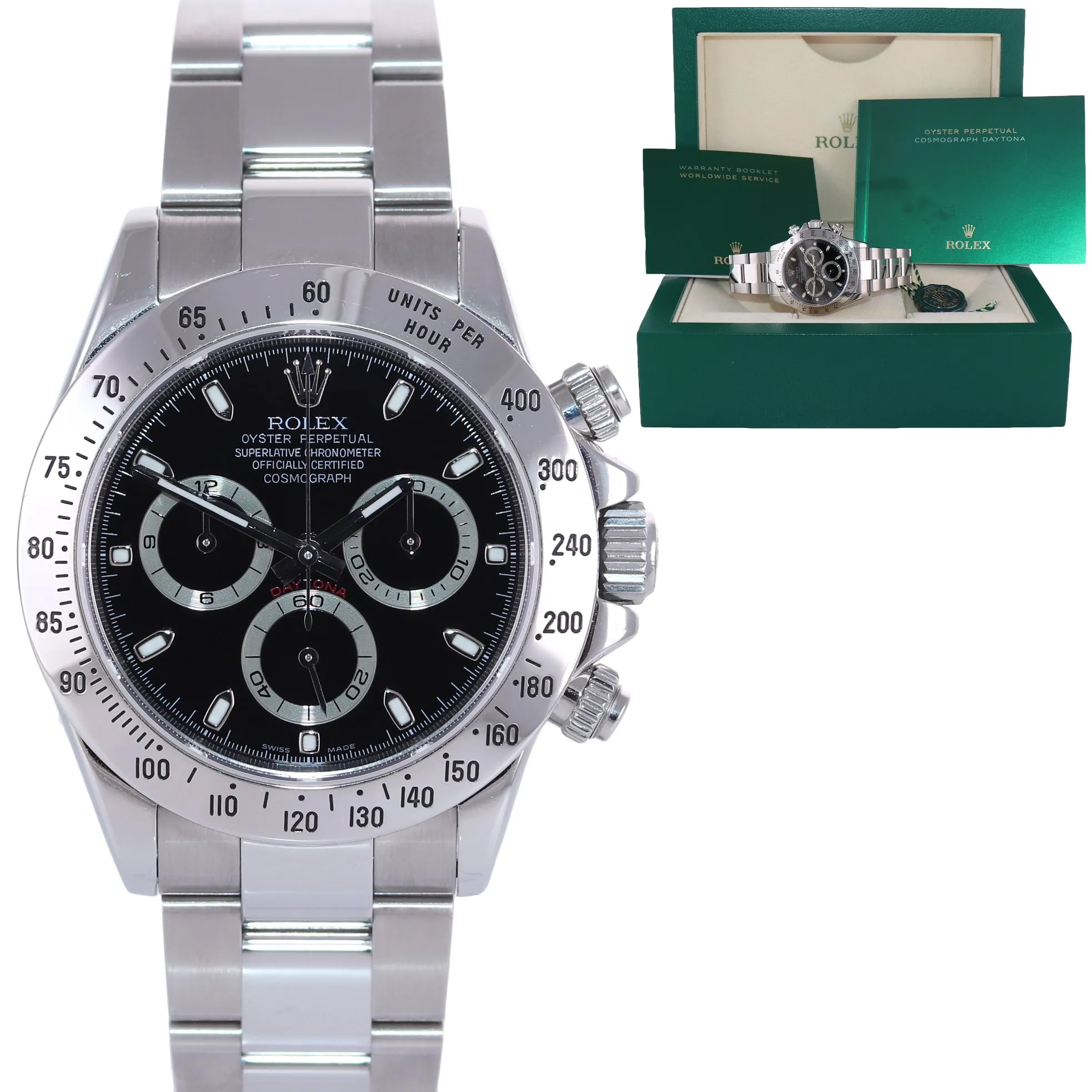 NEWEST STYLE BUCKLE Rolex Daytona 116520 Black Steel 40mm Watch Box