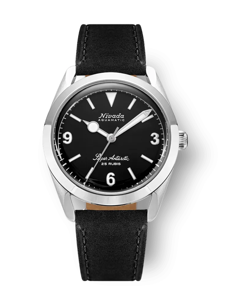 Nivada Grenchen Super Antarctic 3.6.9 Black No Vintage Effect - White Luminous Men's Automatic Watch