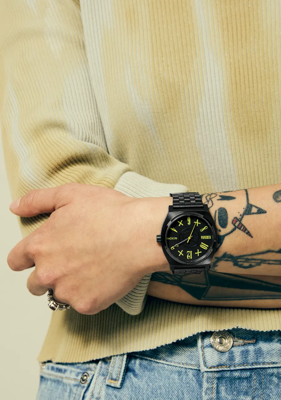 Nixon Nirvana Smiley Face Time Teller Black Watch