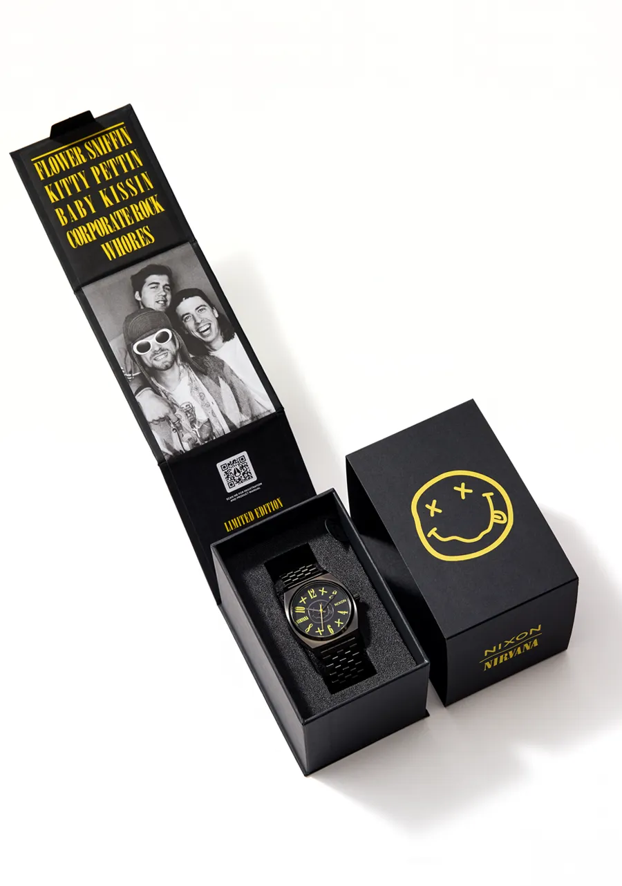 Nixon Nirvana Smiley Face Time Teller Black Watch