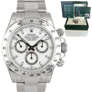 NOS BRAND NEW STICKERS Rolex Daytona White 116520 40mm REHAUT FAT BUCKLE Watch