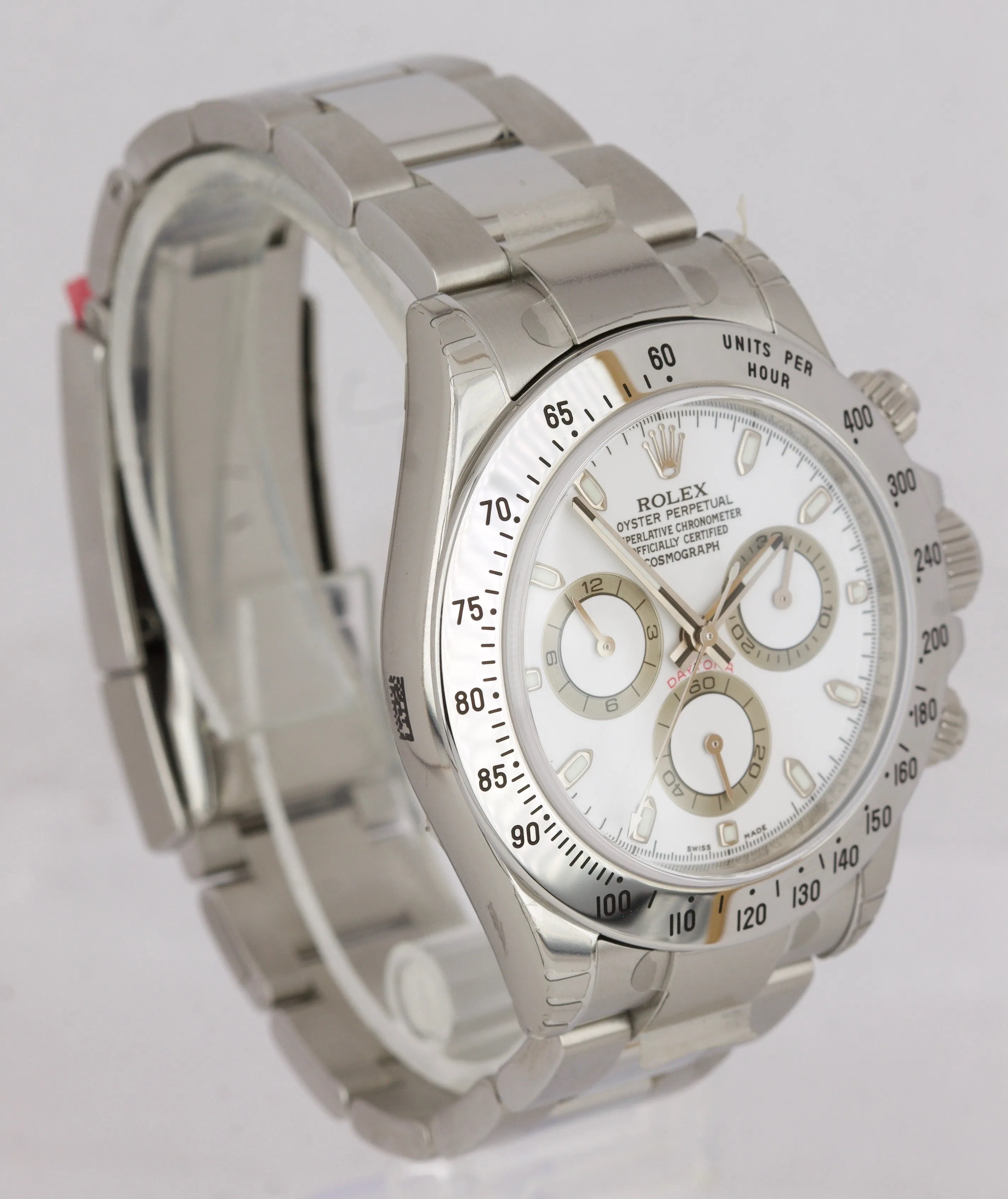 NOS BRAND NEW STICKERS Rolex Daytona White 116520 40mm REHAUT FAT BUCKLE Watch