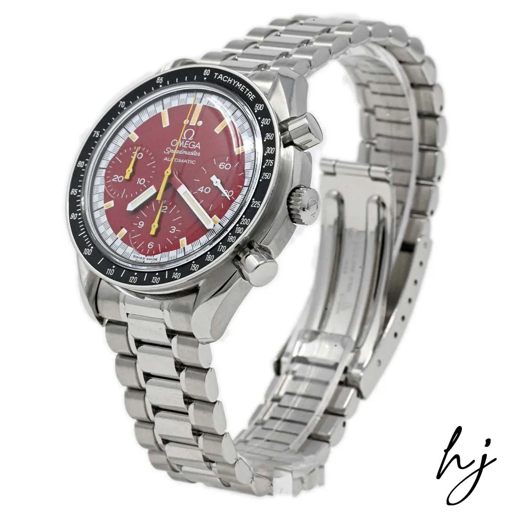 Omega Men's Speedmaster Schumacher Stainless Steel 39mm Red Chronograph Stick Dial Watch Reference #: 3510.61.00