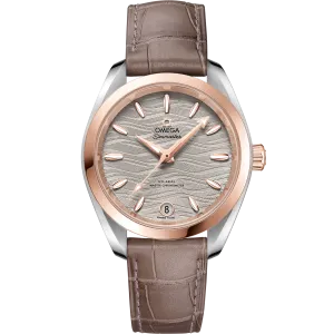 Omega Seamaster Aqua Terra 150M 34 mm, steel - Sedna™ gold on leather strap