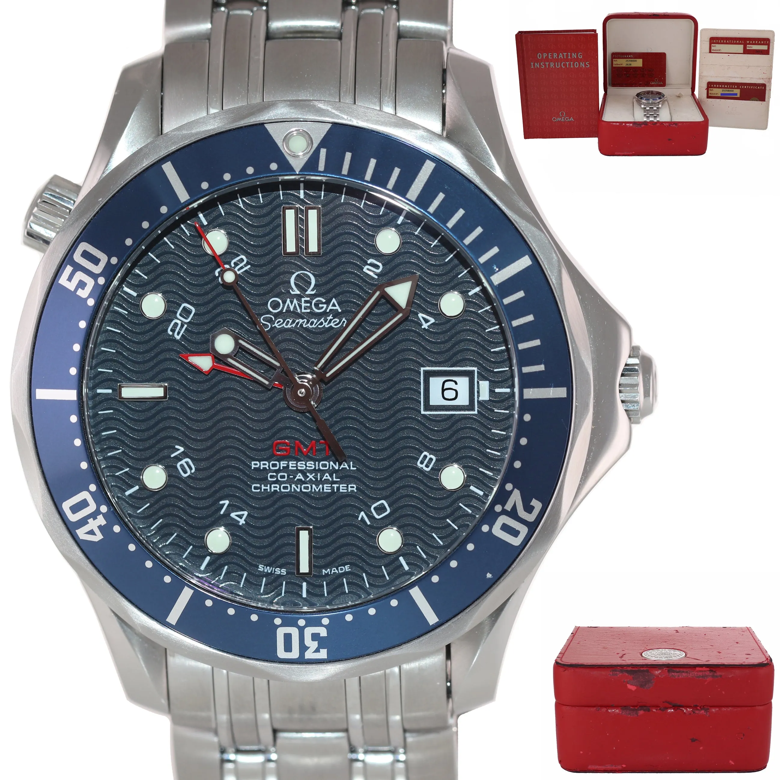 Omega Seamaster GMT Diver Co-Axial Blue Automatic 41mm Date Watch 2535.80.00