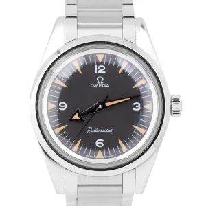 Omega Seamaster Railmaster 1957 Trilogy Black 38mm Steel 220.10.38.20.01.002 BOX