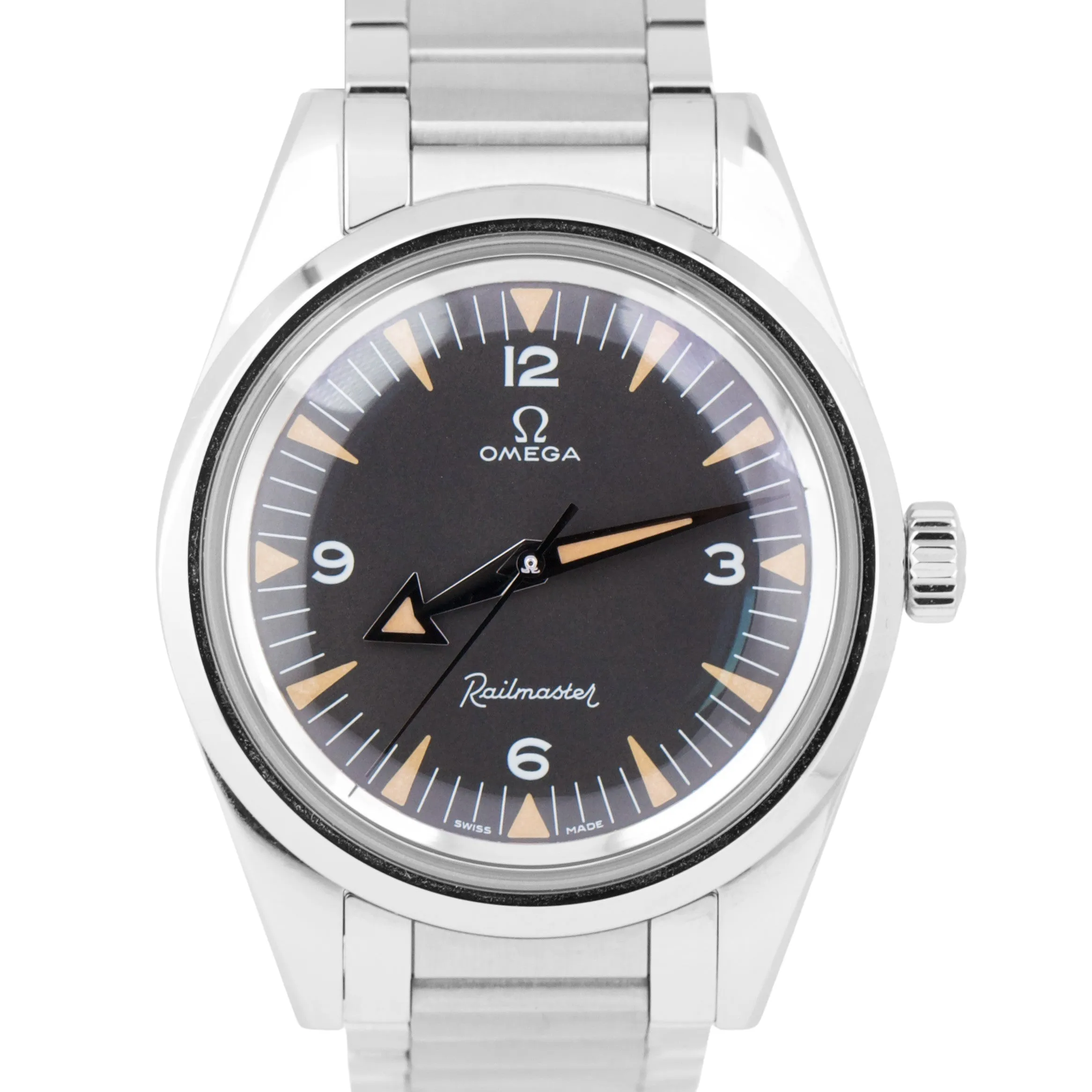 Omega Seamaster Railmaster 1957 Trilogy Black 38mm Steel 220.10.38.20.01.002 BOX