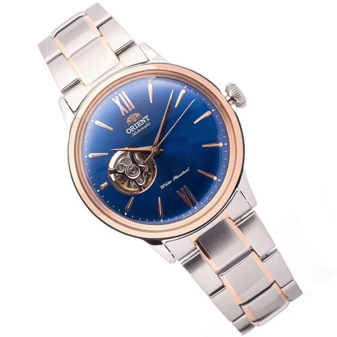 Orient Bambino RA-AG0433L00C RA-AG0433L Blue Dial Semi Skeleton Mechanical Watch