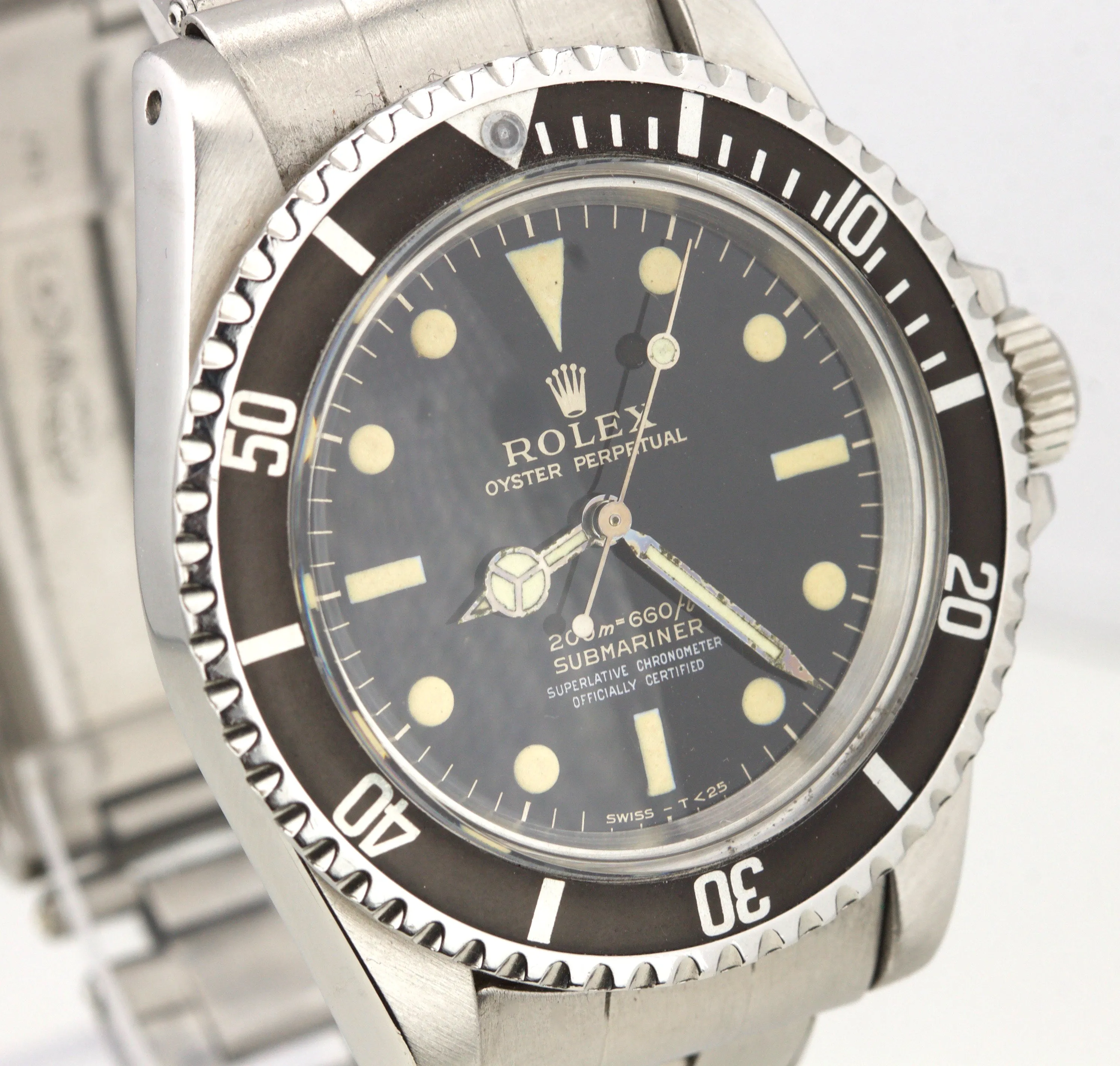 ORIGINAL 1966 Rolex Submariner 5512 GILT 4-LINE TWO COLOR 40mm Stainless Watch