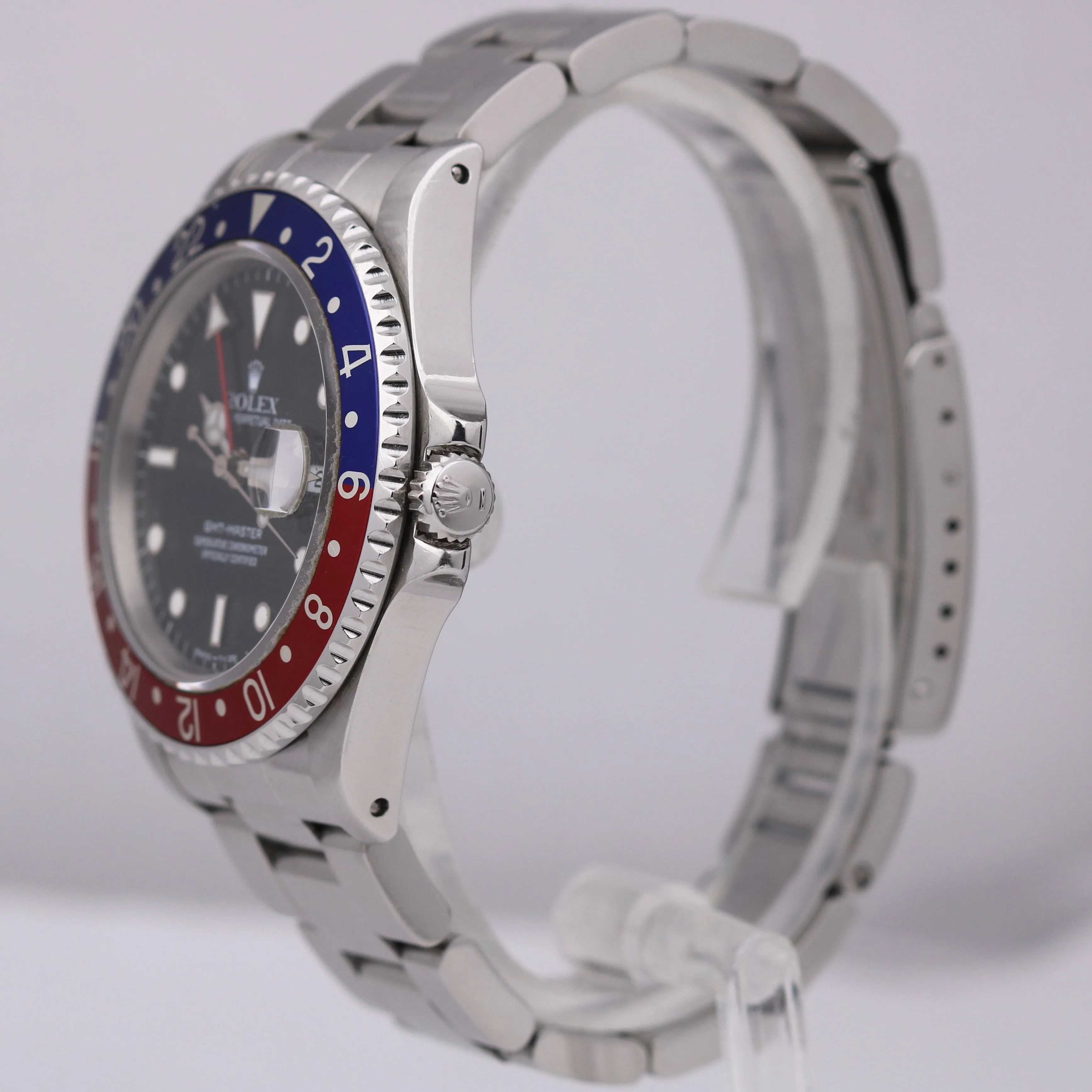 ORIGINAL Rolex GMT-Master 40mm L-Series PEPSI Blue RED 16700 Stainless Watch