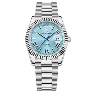 Pagani Design Silver Stainless Steel Aqua Blue Dial Automatic Watch for Gents - PD1752