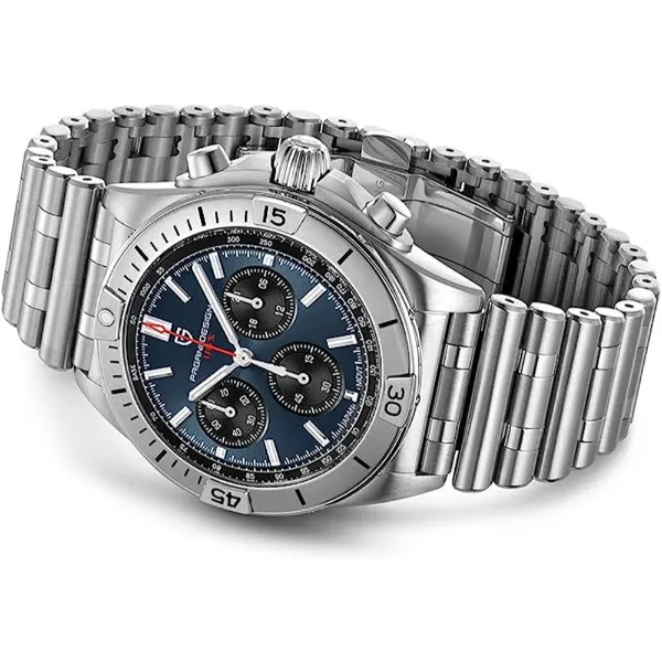 Pagani Design Silver Stainless Steel Blue Dial Chronograph Quartz Watch for Gents - PD1705