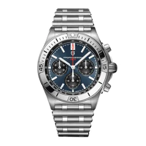 Pagani Design Silver Stainless Steel Blue Dial Chronograph Quartz Watch for Gents - PD1705