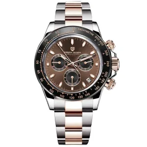 Pagani Design Two tone Stainless Steel Rose Gold Dial Chronograph Quartz Watch for gents - PD1644