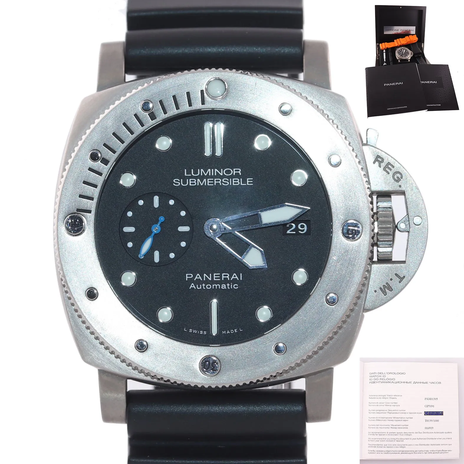 Panerai Luminor Submersible 1950 Titanium 47mm Automatic Date Watch PAM01305