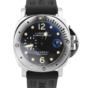 Panerai Luminor Submersible Acciaio Steel Black Rubber 44mm PAM00024 Watch PAM24