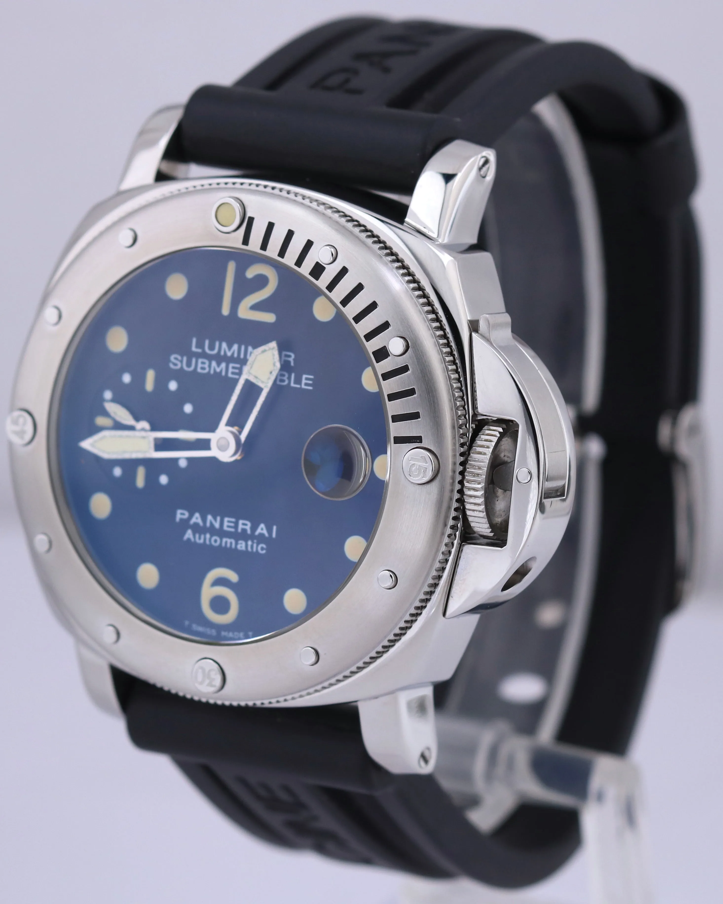 Panerai Luminor Submersible Acciaio Steel Black Rubber 44mm PAM00024 Watch PAM24