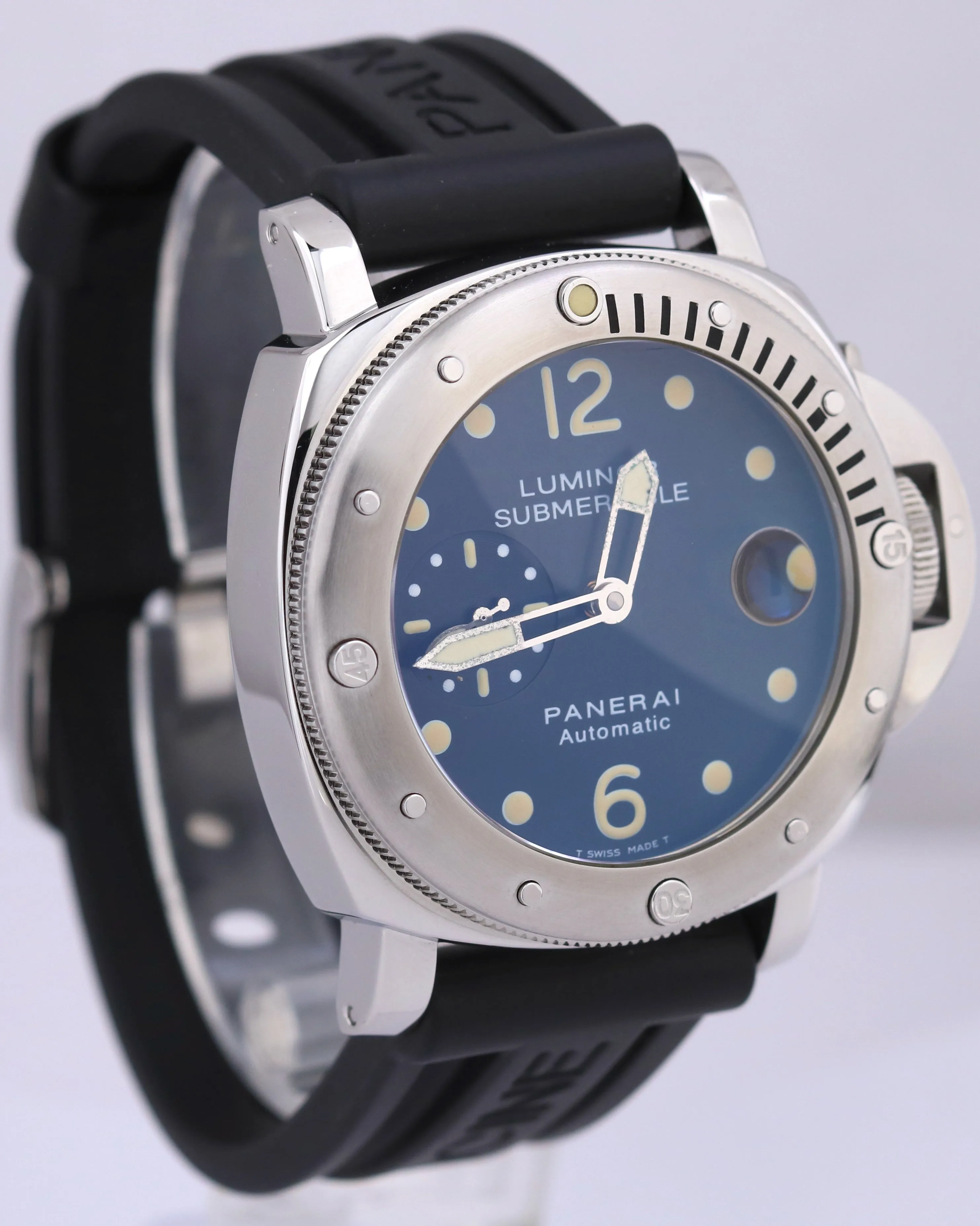 Panerai Luminor Submersible Acciaio Steel Black Rubber 44mm PAM00024 Watch PAM24