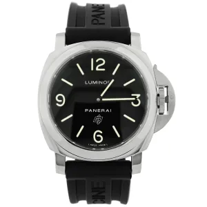 Panerai Men's Luminor Base Logo Stainless Steel 44mm Black Stick & Arabic Dial Watch Reference #: PAM00000