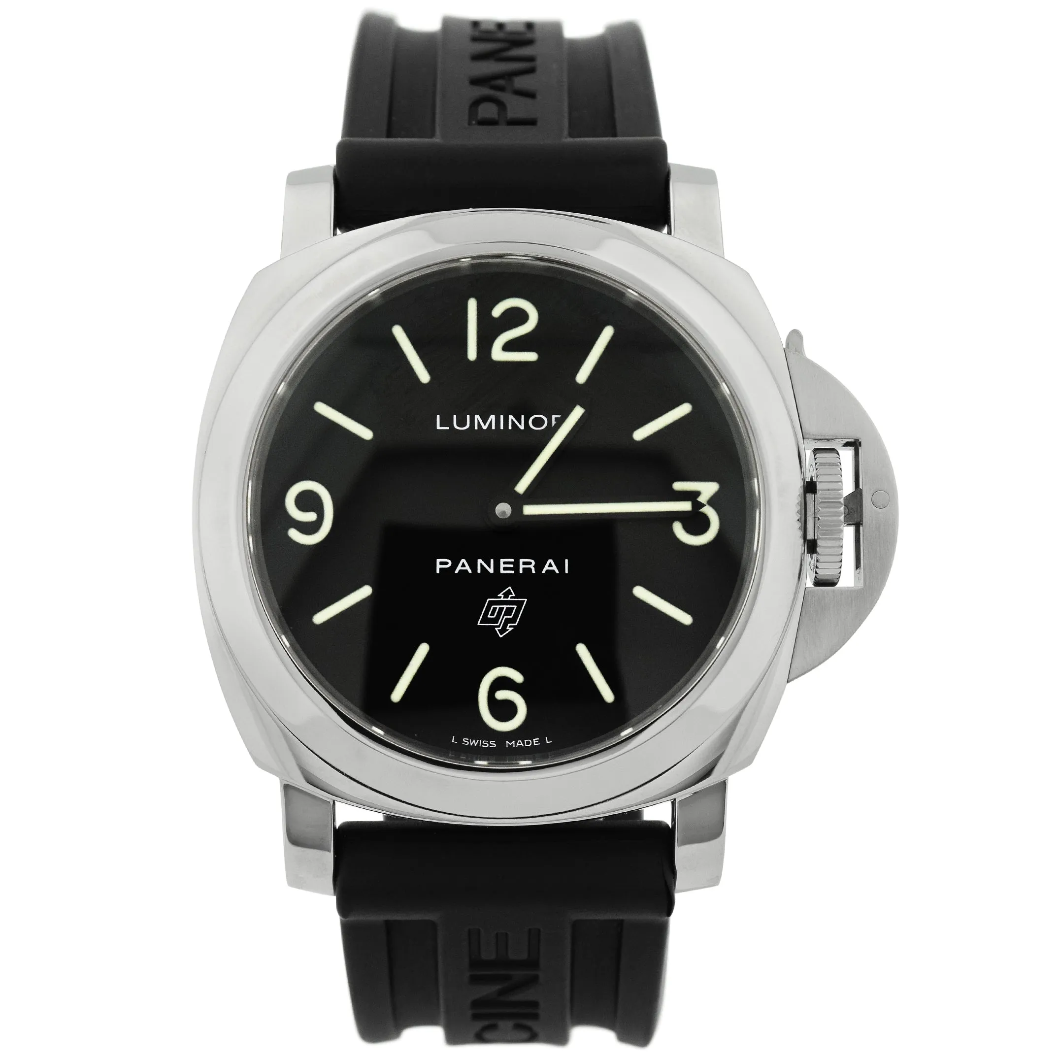 Panerai Men's Luminor Base Logo Stainless Steel 44mm Black Stick & Arabic Dial Watch Reference #: PAM00000