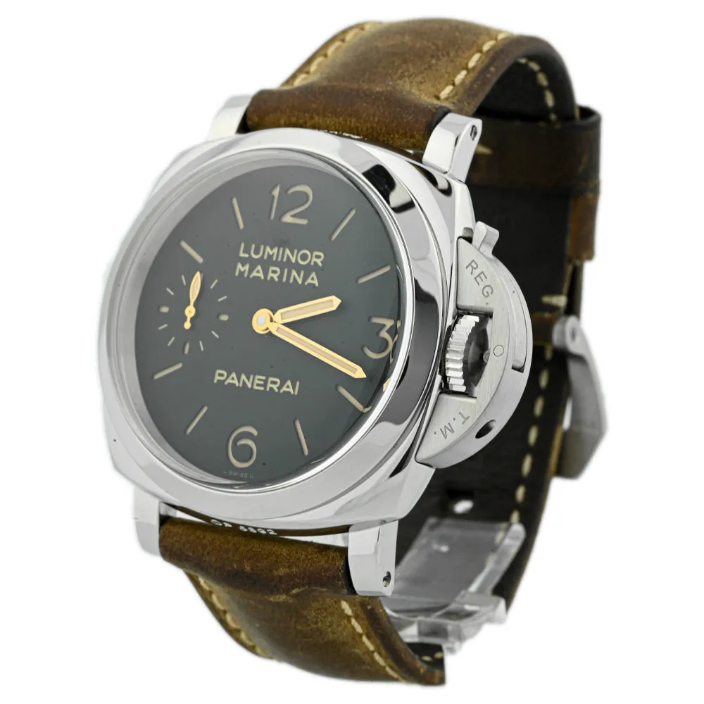 Panerai Men's Luminor Marina Stainless Steel 47mm Black Stick & Arabic Numeral Dial Watch Reference #: PAM00422