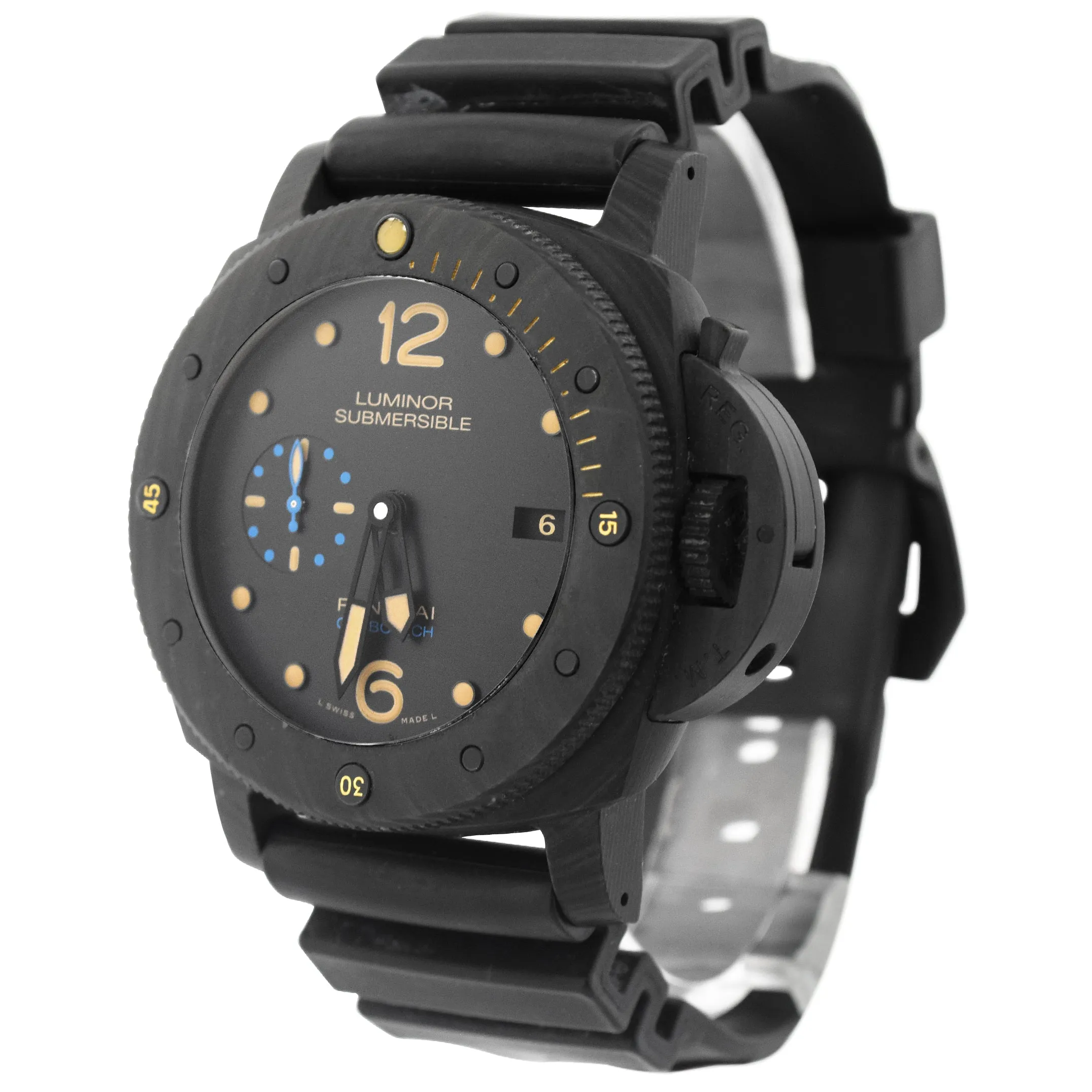 Panerai Men's Luminor Submersible Carbotech 47mm Black Dial Watch Reference #: PAM00616