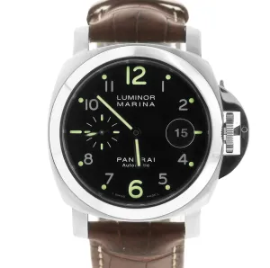 Panerai PAM 164 44mm Luminor Marina Stainless Leather Automatic Watch PAM00164