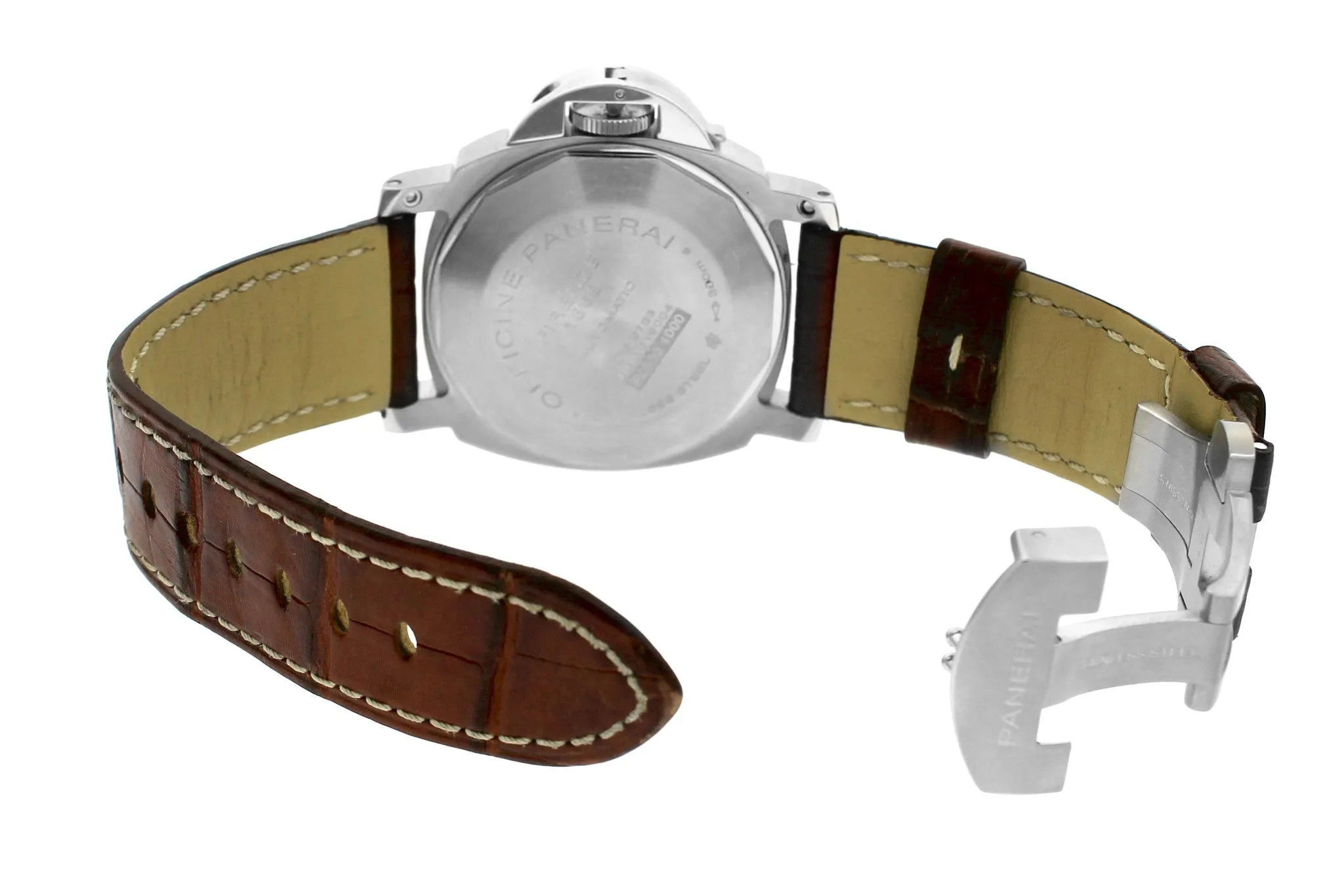 Panerai PAM 164 44mm Luminor Marina Stainless Leather Automatic Watch PAM00164