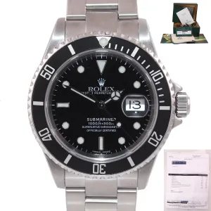 PAPERS & 2019 RSC Service Rolex Submariner 16610 SEL Steel Black Dial Watch Box