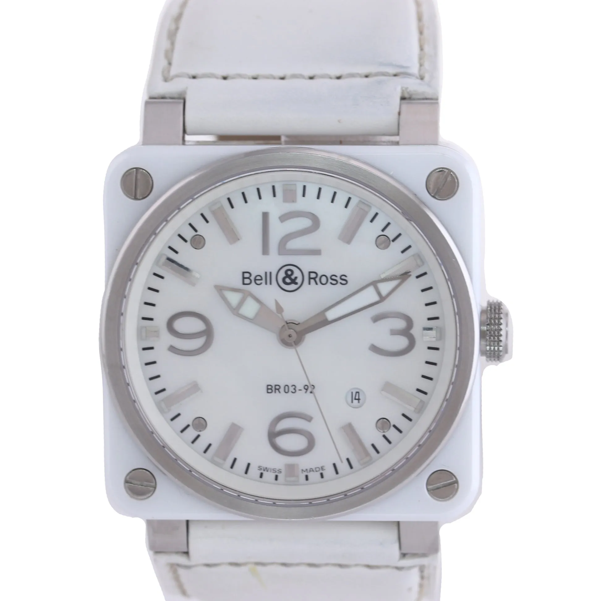 PAPERS Bell & Ross BR03-92 White Mother of Pearl Steel 42mm Automatic Date Watch