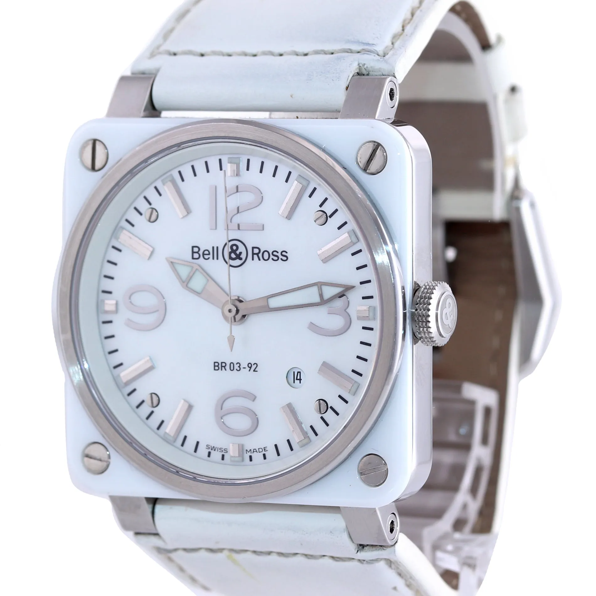PAPERS Bell & Ross BR03-92 White Mother of Pearl Steel 42mm Automatic Date Watch
