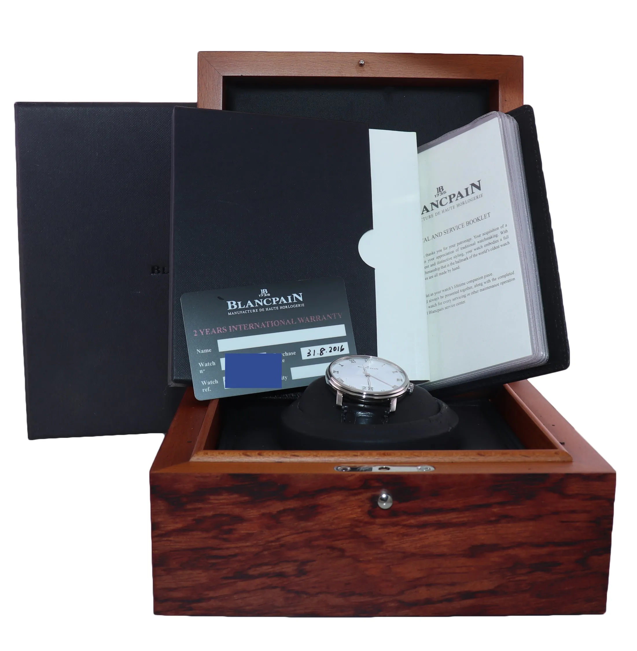 PAPERS Blancpain Villeret Large Date 6669 1127 55B Steel 40mm White Roman Watch