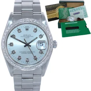 PAPERS DIAMONDS Rolex Oyster Date 15210 Steel 34mm Midsize Diamond Watch