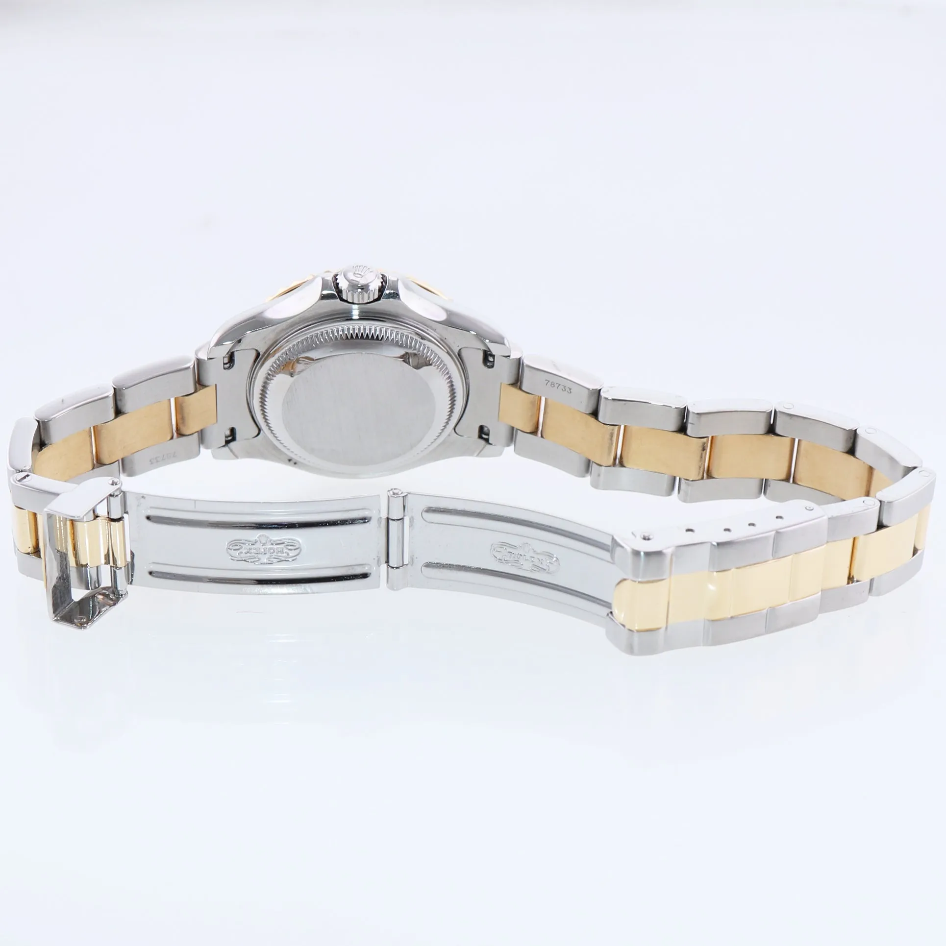 PAPERS Ladies Rolex Yacht-Master White Sapphire 69623 Two Tone Yellow Gold Watch