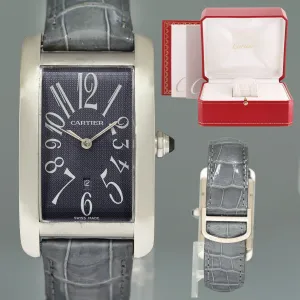 PAPERS MINT Cartier Tank Americaine W2603256 1741 26x45mm Large White Gold Automatic Watch