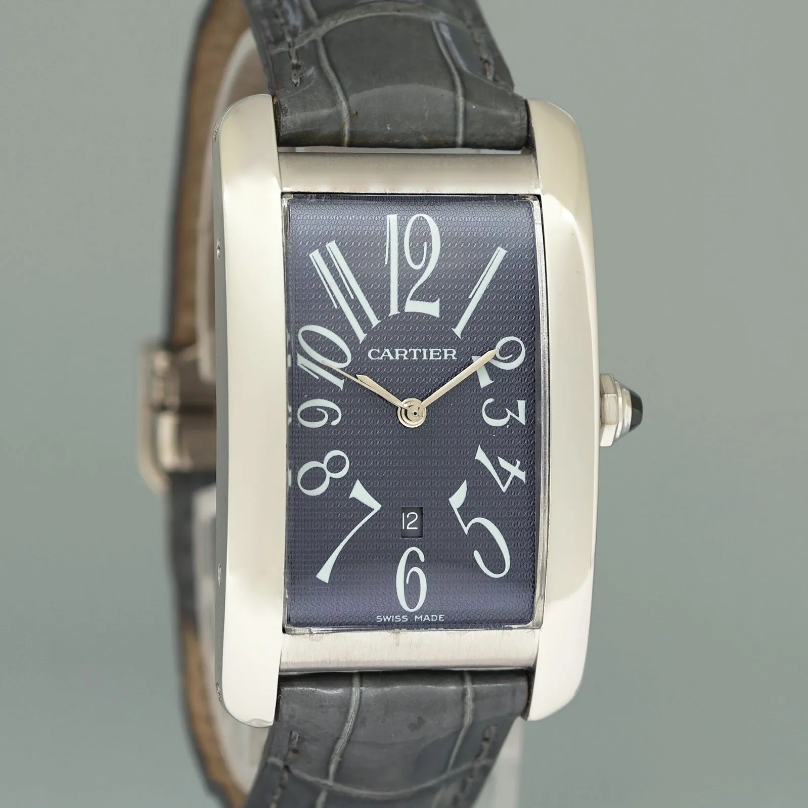 PAPERS MINT Cartier Tank Americaine W2603256 1741 26x45mm Large White Gold Automatic Watch