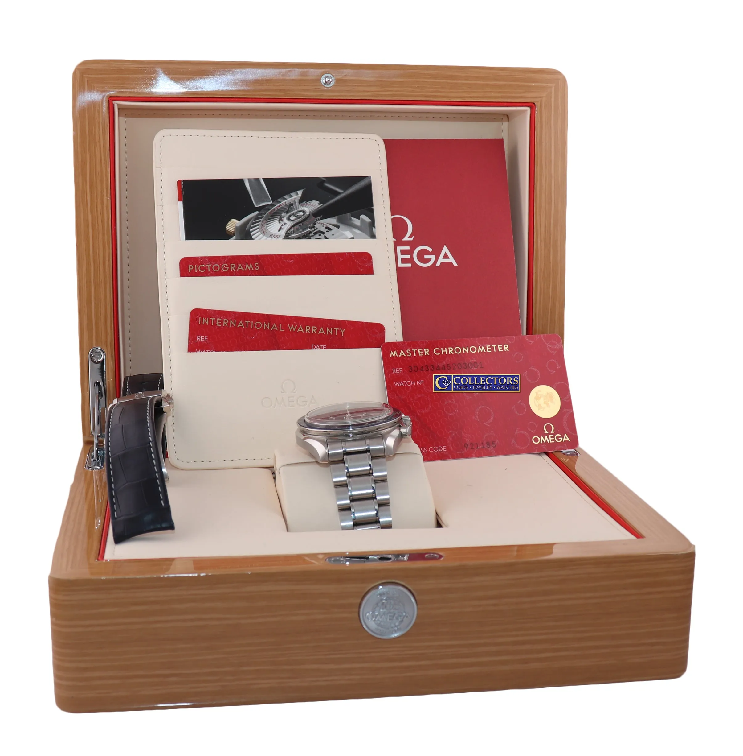 PAPERS Omega Speedmaster  BLUE Moonphase 304.30.44.52.01.001 44mm Steel Watch