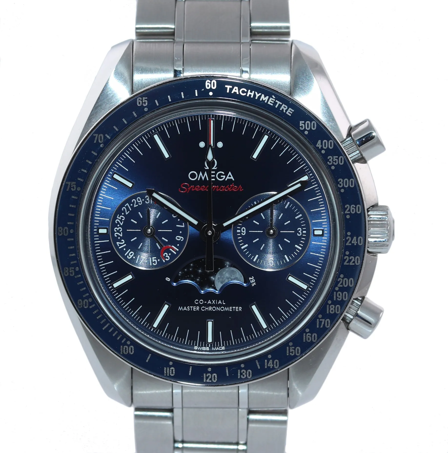 PAPERS Omega Speedmaster  BLUE Moonphase 304.30.44.52.01.001 44mm Steel Watch