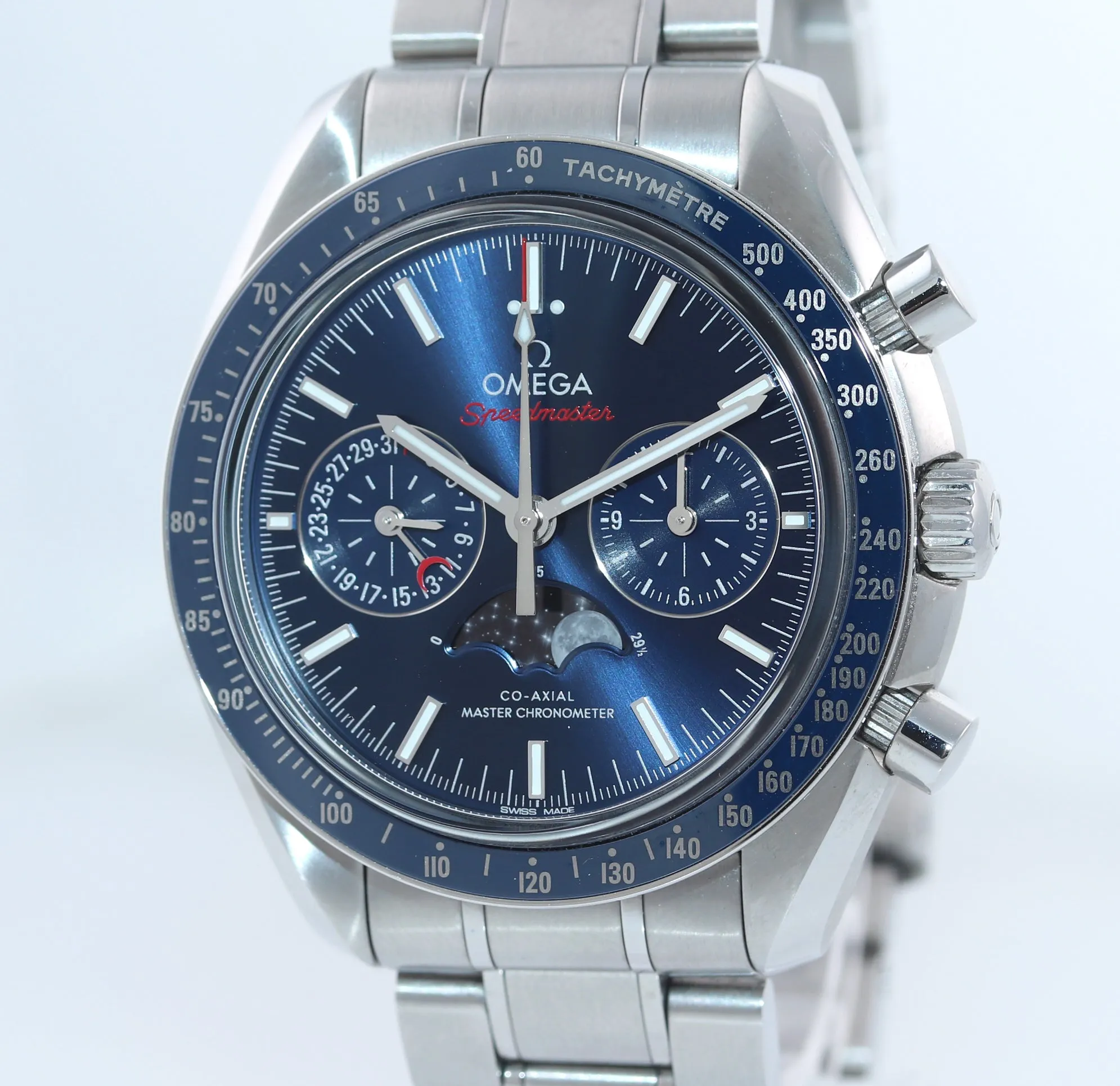 PAPERS Omega Speedmaster  BLUE Moonphase 304.30.44.52.01.001 44mm Steel Watch
