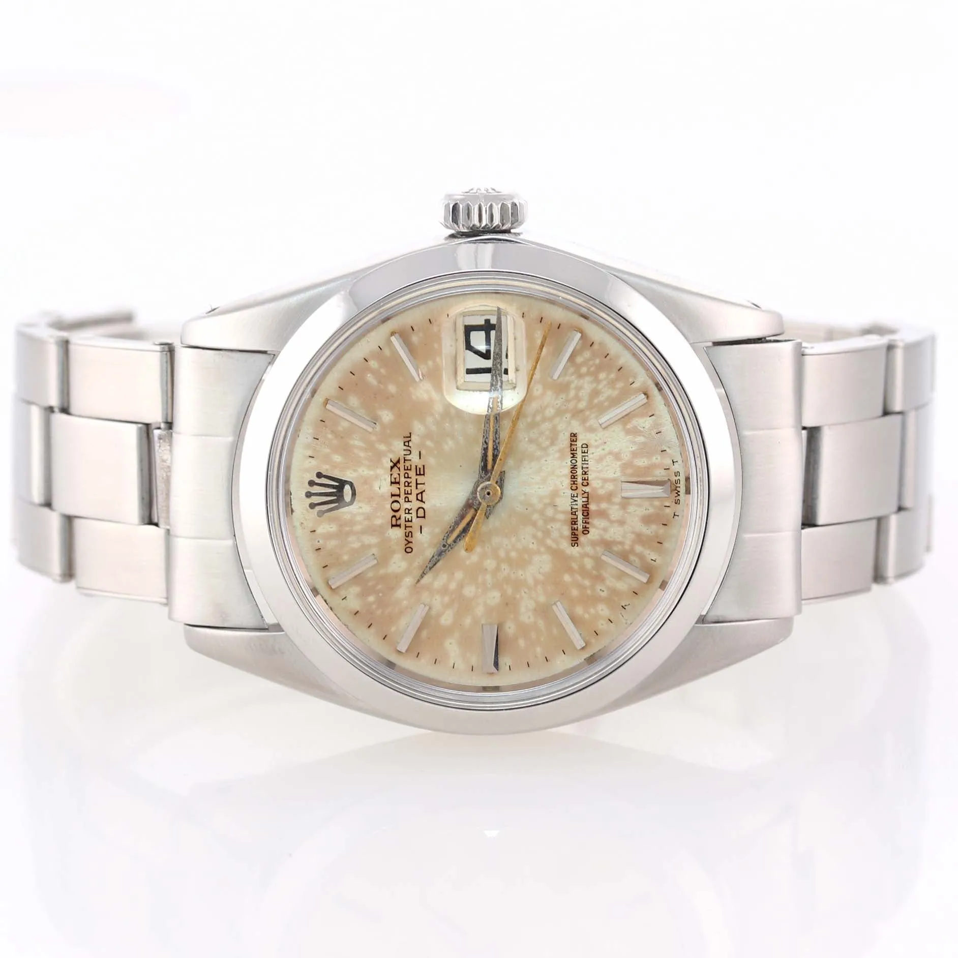 PAPERS Patina Rolex Date 1500 Steel Silver Dial 34mm Oyster Perpetual Watch Box