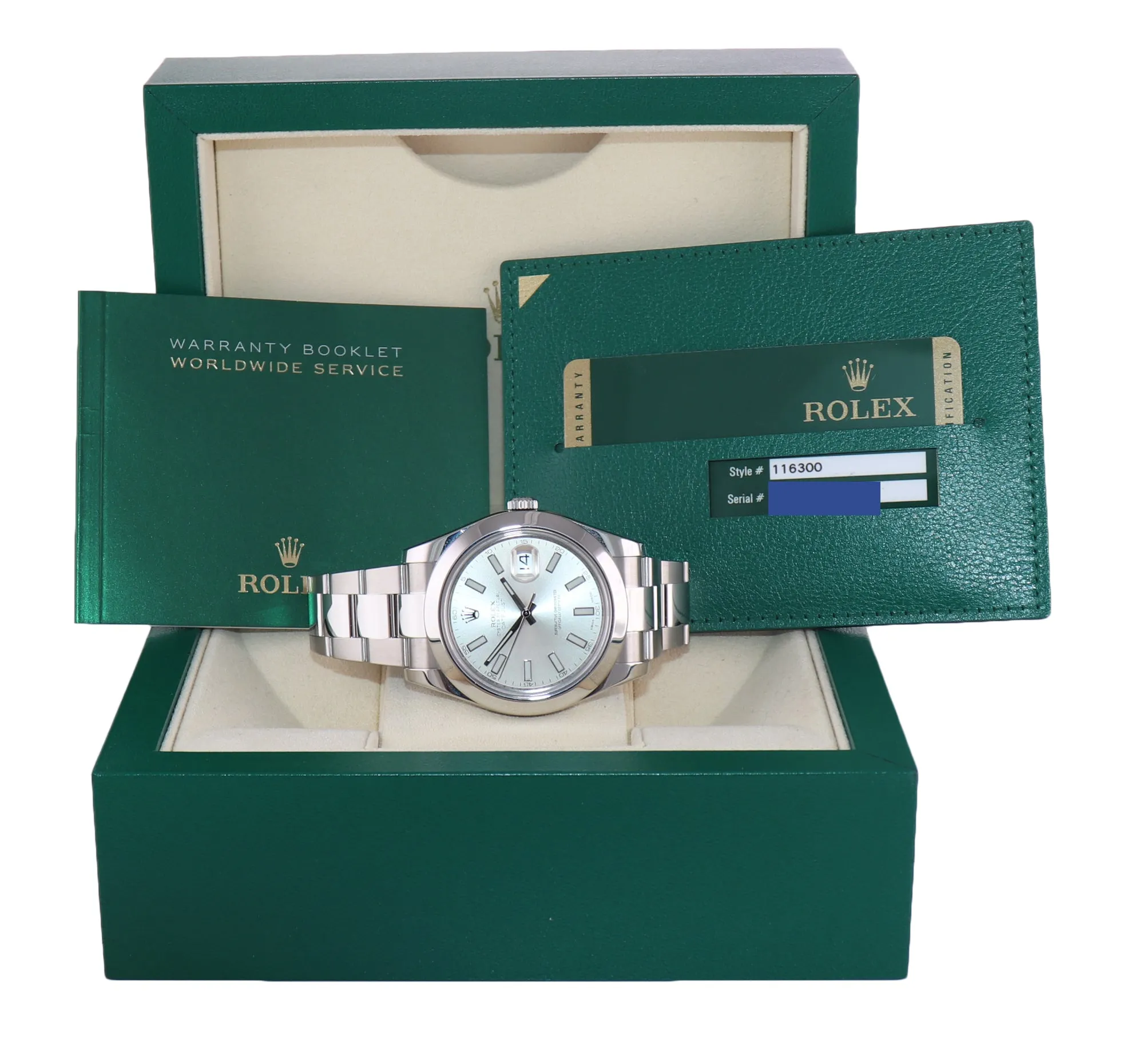PAPERS Rolex DateJust II 116300 Silver Stick Stainless Steel 41mm Watch Box