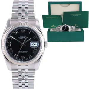 PAPERS Rolex DateJust Steel Black 116234 36mm Super Jubilee Watch Box