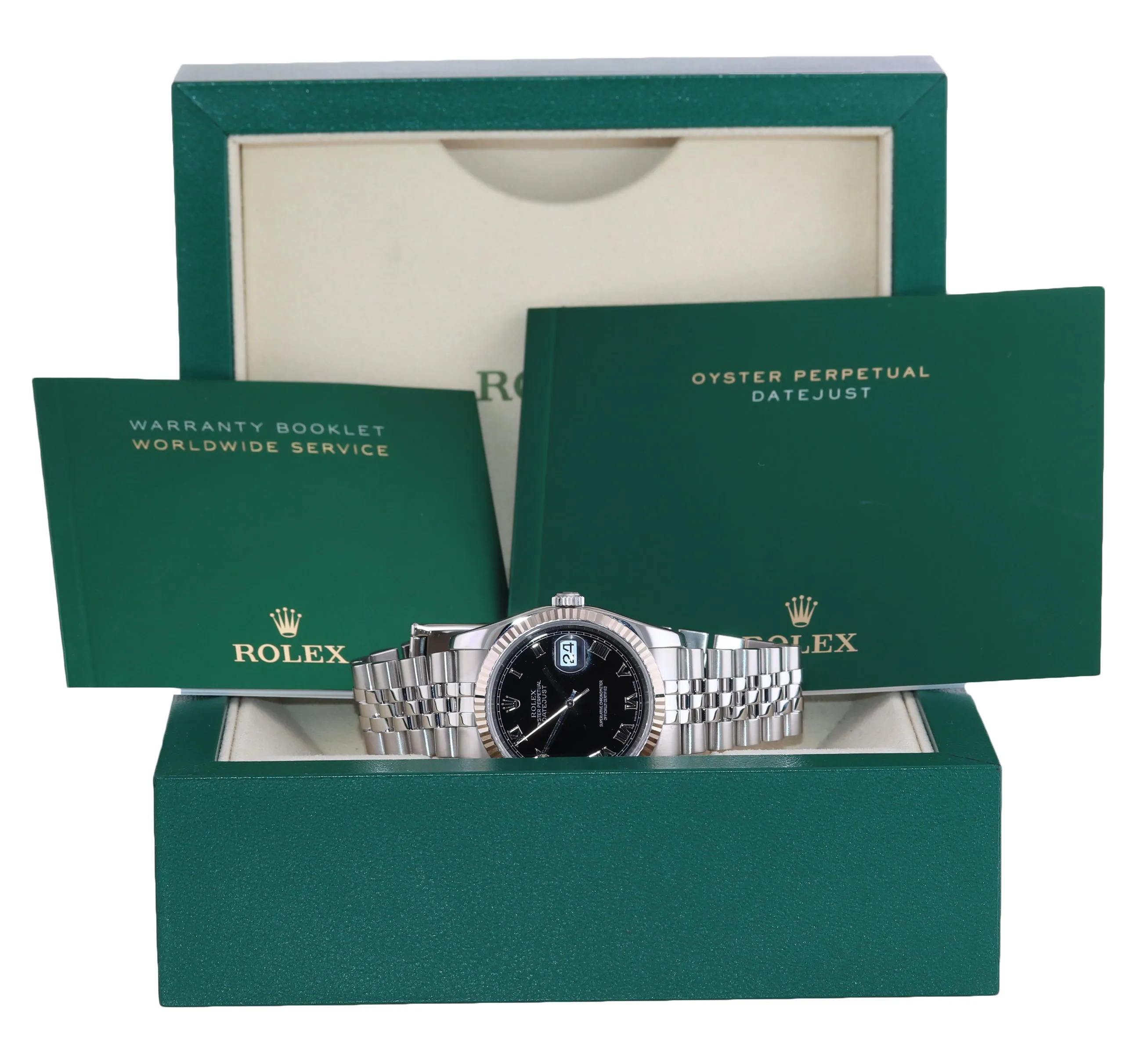 PAPERS Rolex DateJust Steel Black 116234 36mm Super Jubilee Watch Box